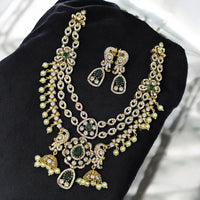 Sona Covering Glimmer Grace Elegant Crytsal Stone And Pearl Necklace Set
