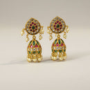 Sona Covering Designer Pota Stone And Beads Jhumki Earrings