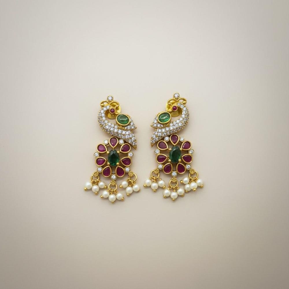 Sona Covering Graceful Austrian Stone And Pota Stone Pearl Dangler Earrings