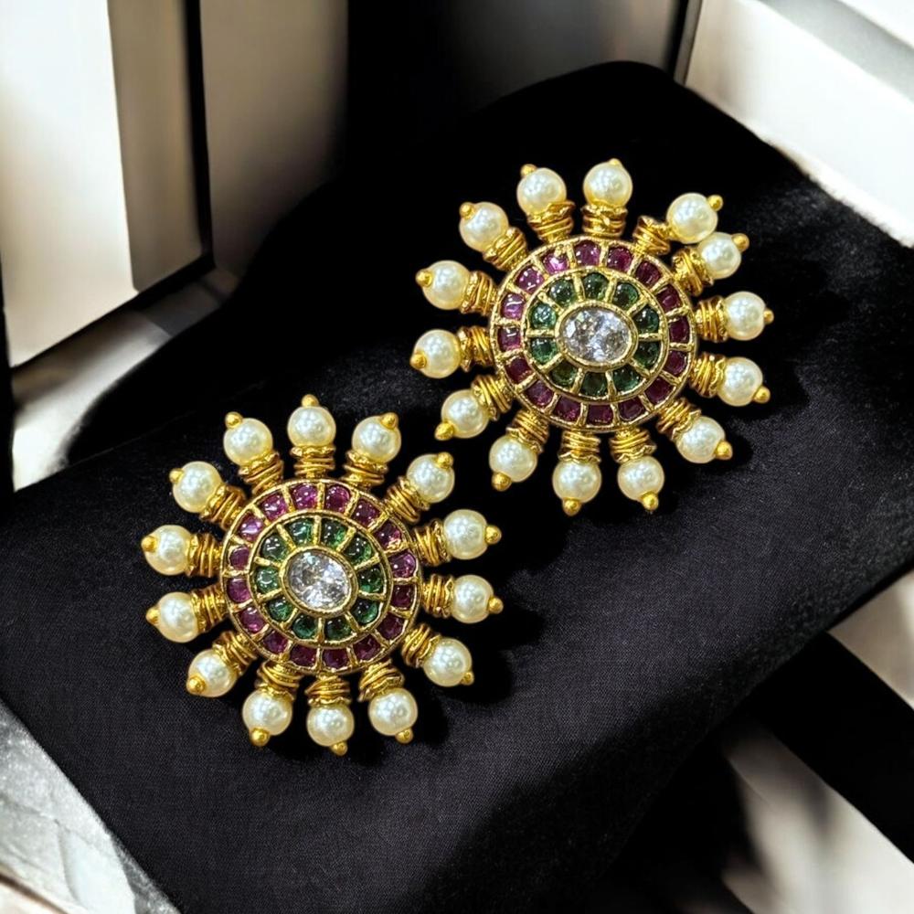 Sona Covering Royal Heritage Austrian Stone And Pearl Studs Earrings