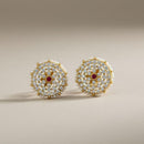 Sona Covering Graceful Austrian Stone And Pota Stone Pearl Studs Earrings