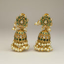 Sona Covering Graceful Austrian Stone And Pota Stone Pearl Jhumki Earrings