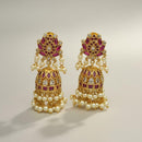 Sona Covering Graceful Austrian Stone And Pota Stone Pearl Jhumki Earrings