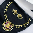 Sona Covering Elegant Pota Stone Fashion Jewellery Temple Necklace Set