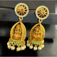 Sona Covering Graceful Austrian Stone And Pota Stone Pearl Temple Jhumki Earrings