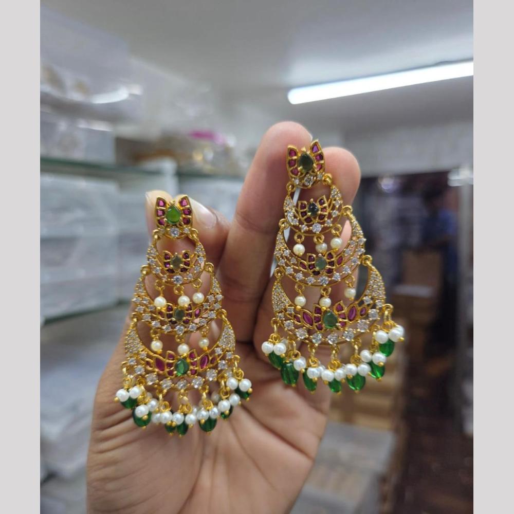 Sona Covering Graceful Austrian Stone And Pota Stone Pearl Dangler Earrings