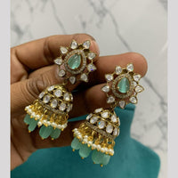 Sona Covering Graceful Austrian Stone And Pota Stone Pearl Jhumki Earrings