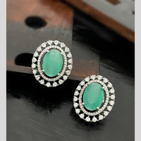 Sona Covering Glamorous Rhodium Plated Crystal Stone Stud Earrings