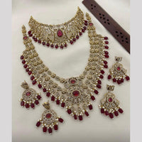 Sona Covering Pota Stone Pearl And Austrian Stone Beads Luxurious Double Necklace Set