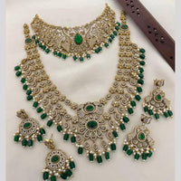 Sona Covering Pota Stone Pearl And Austrian Stone Beads Luxurious Double Necklace Set