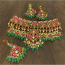 Sona Covering Designer Pota Stone With Pearl Choker Necklace Set 