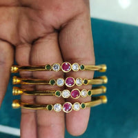 Sona Covering Premium Pota Stone And Austrian Stone Bangles Set