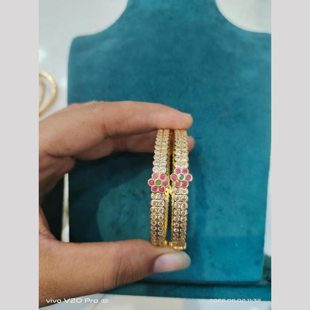 Sona Covering Premium Pota Stone And Austrian Stone Bangles Set