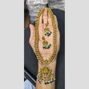 Sona Covering Delicate Pota Stone And Beads Long Temple Necklace Set