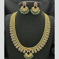 Sona Covering Delicate Pota Stone And Pearl Austrian Long Necklace Set