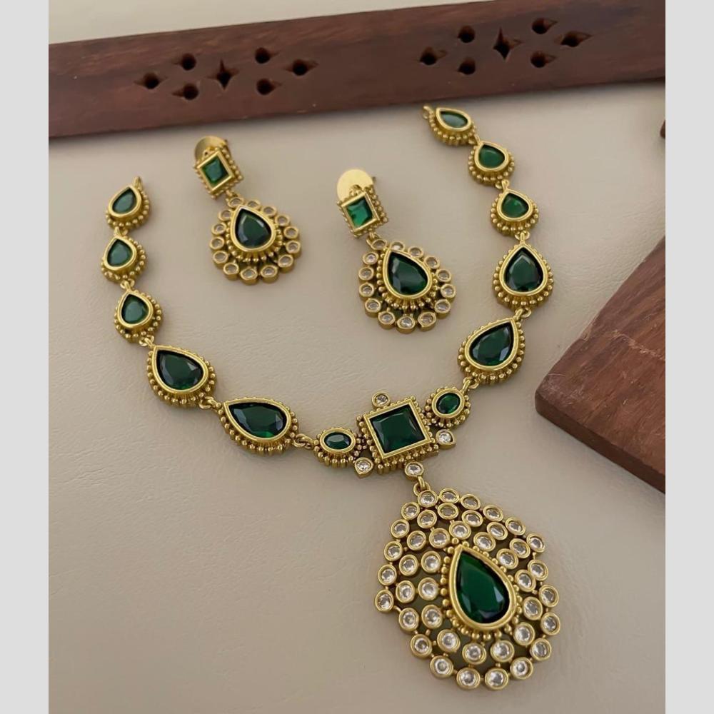 Sona Covering Glamorous Crystal Stone And Austrain Stone Necklace Set