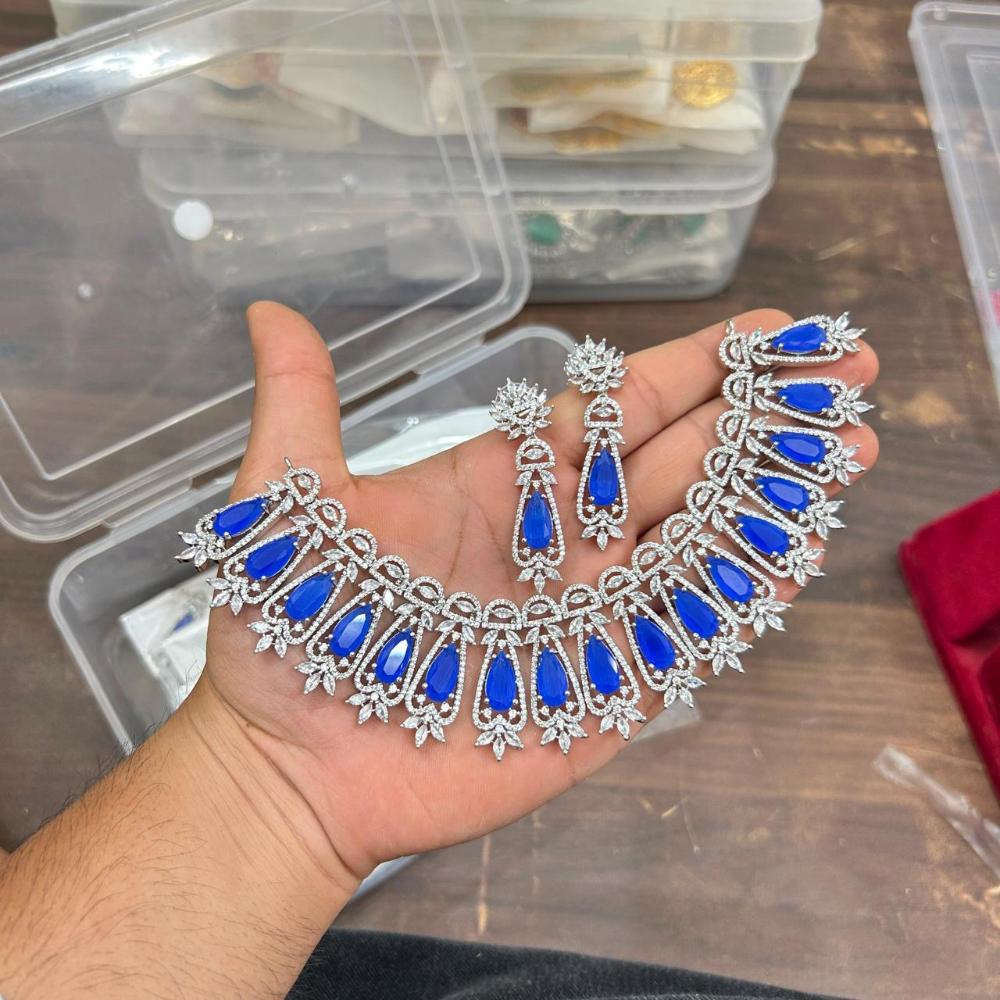 Sona Covering Designer American Daimond Necklace Set