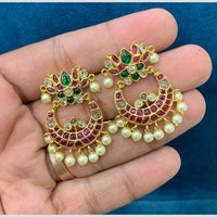 Sona Covering Graceful Pota Stone And Pearl Dangler Earrings