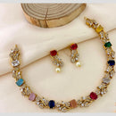Sona Covering Glamorous Crystal Stone And Austrian Stone Pearl Necklace Set