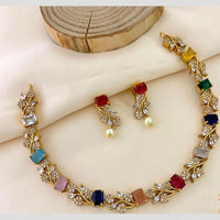 Sona Covering Glamorous Crystal Stone And Austrian Stone Pearl Necklace Set