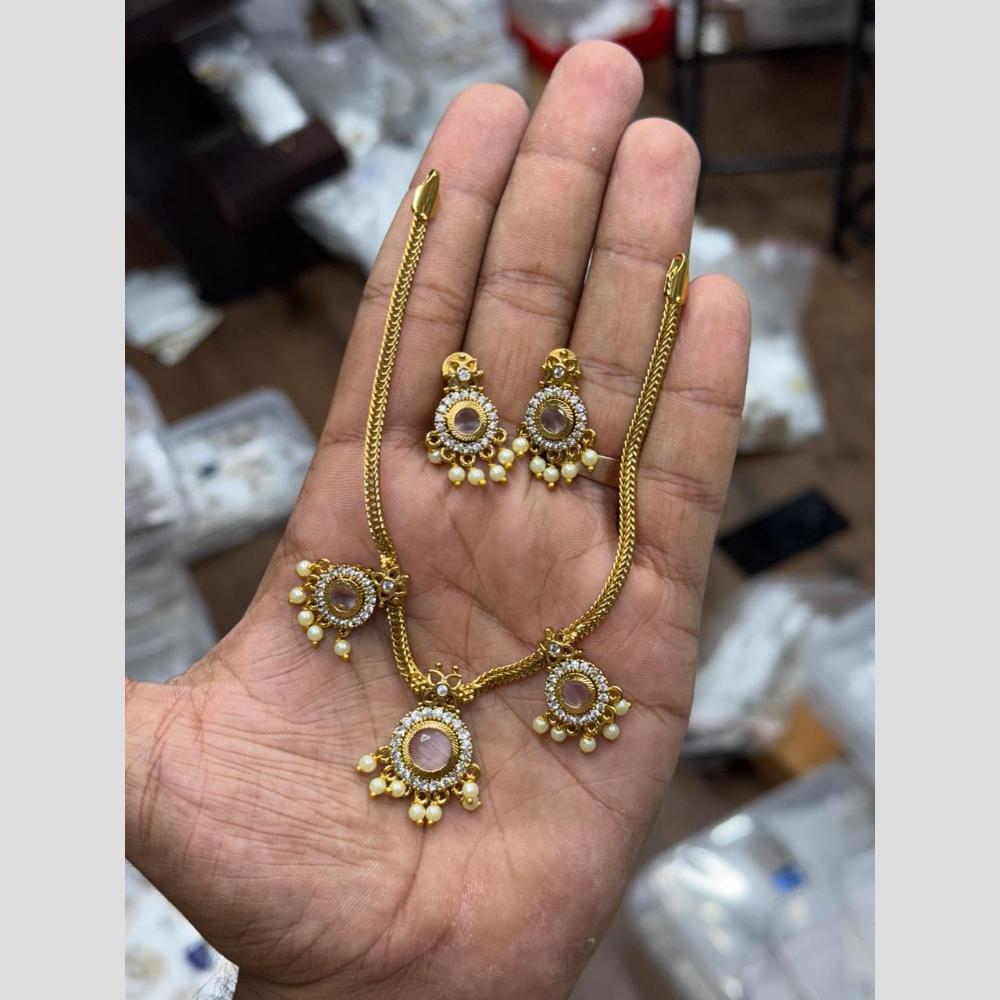 Sona Covering Glamorous Pota Stone And Austrian Stone Pearl Necklace Set