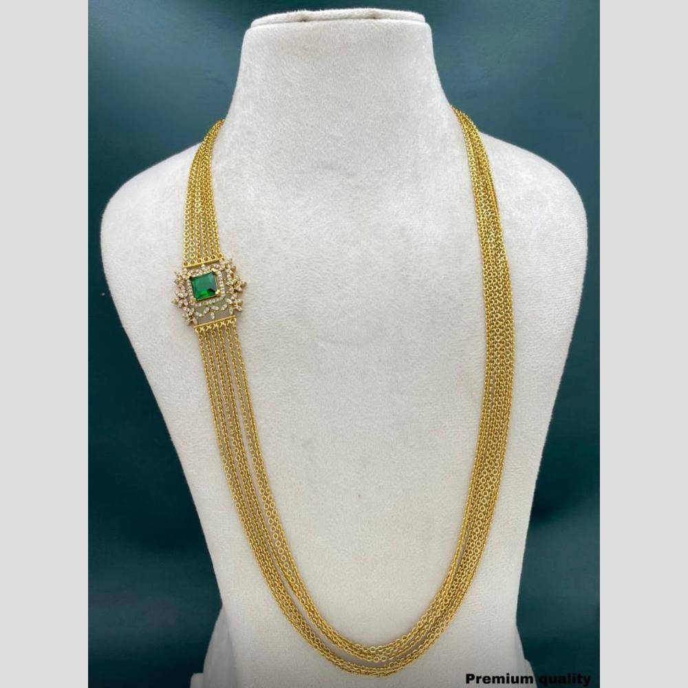 Sona Covering Gold Plated Crystal Stone Multi Layer Long Necklace Set