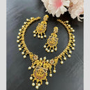 Sona Covering Elegant Pota Stone And Pearl Jewellery Temple Necklace Set