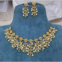 Sona Covering Glamorous Pota Stone And Crystal Stone Pearl Necklace Set