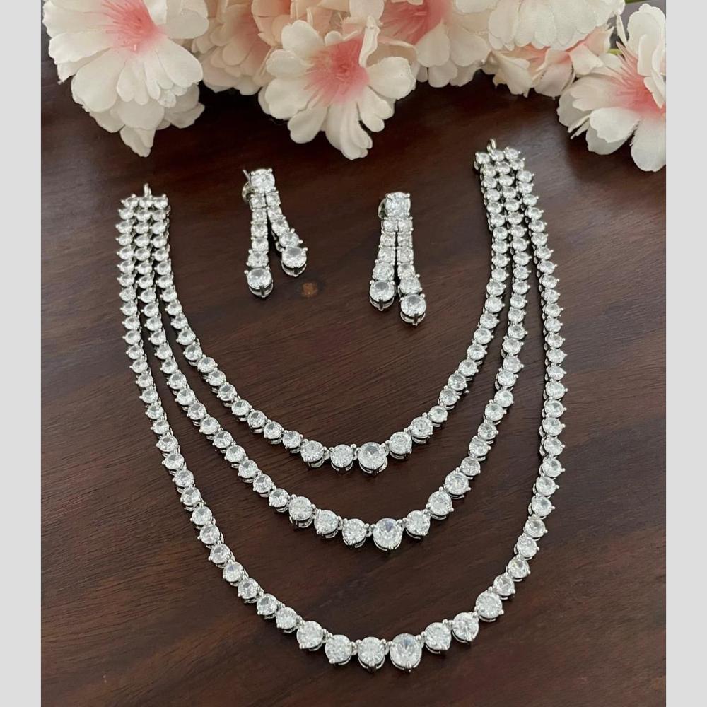 Sona Covering Glamorous Crystal Stone Multi Layer Necklace Set