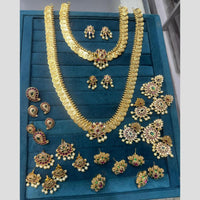 Sona Covering Glamorous Jadau Pota Stone And Pearl Changeable Temple Double Necklace Set