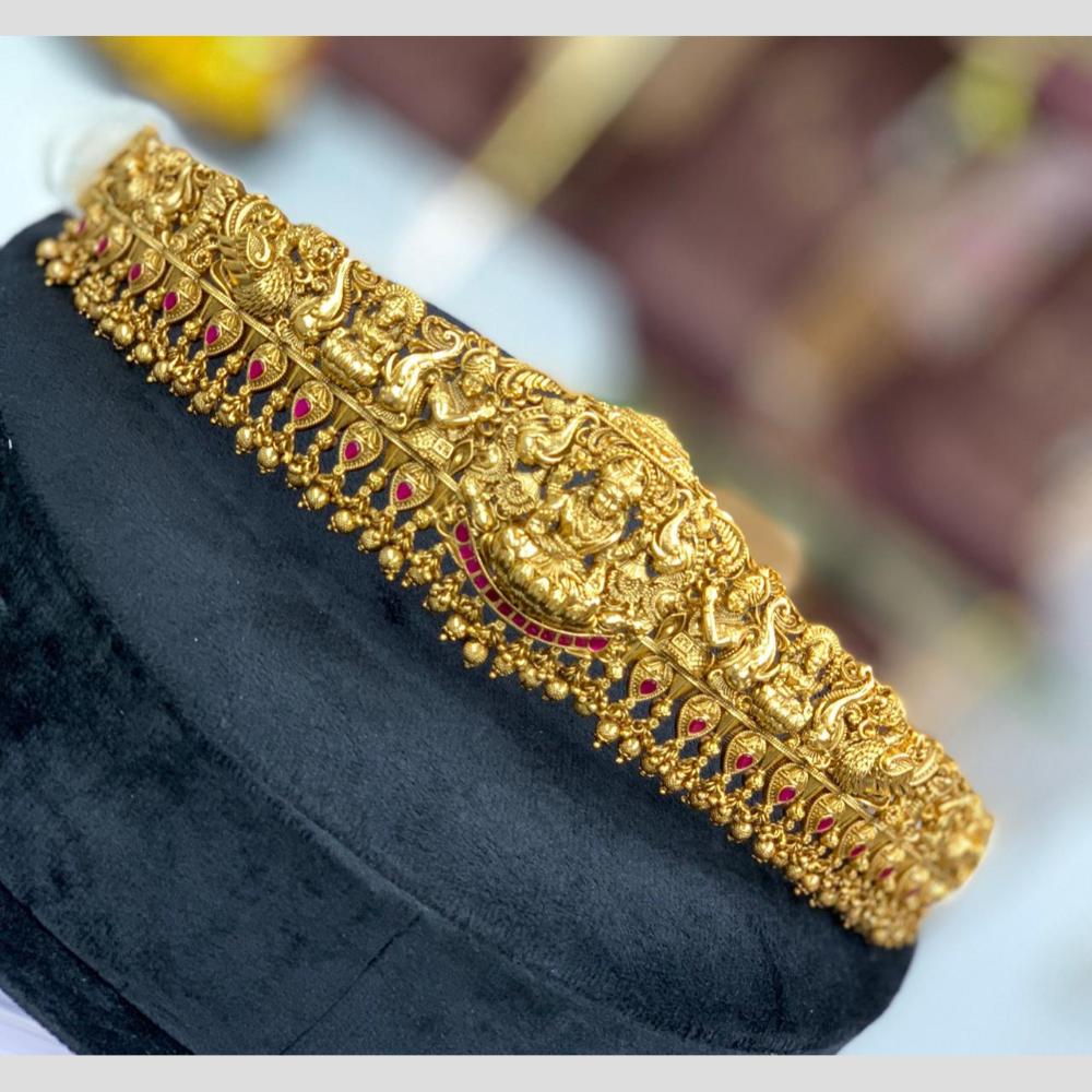 Sona Covering Traditional Jadau Pota Stone And Pearl Temple Design Kamarbandh for Women