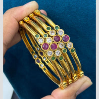 Sona Covering Ethnic Gold Plated  Pota Stone And Austrian Stone Bangles Set