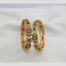 Sona Covering Gold Plated Pota Stone Temple Bangles Set