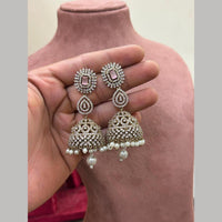 Sona Covering Graceful Crystal Stone And Austrian Stone Pearl Jhumki Earrings