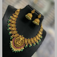 Sona Covering Elegant Jadau Pota Stone  Beads And Pearl Temple Necklace Set