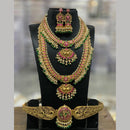Sona Covering Jadau Pota Stone Pearl And Beads Luxurious Double Necklace Set With Kamarband
