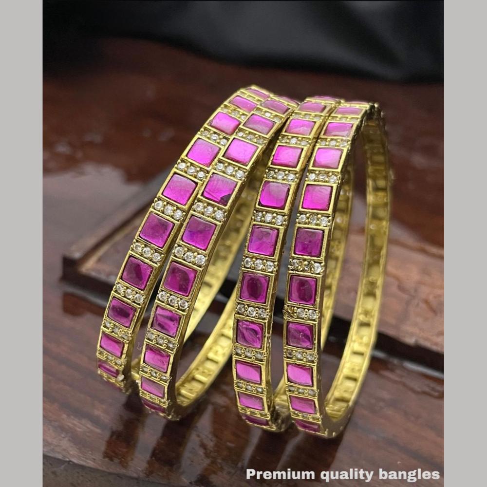 Sona Covering Gold Plated Pota Stone And Austrian Stone Bangles Set