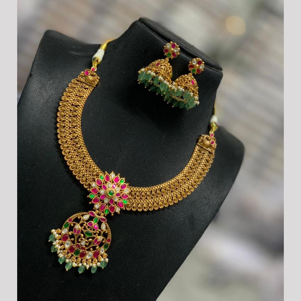 Sona Covering Luxury  Pota Stone Pearl And Beads Necklace Set