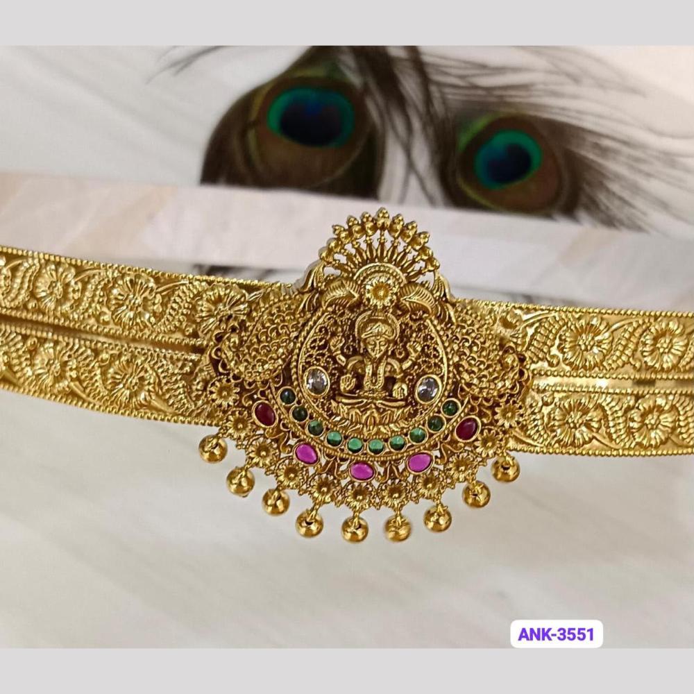 Sona Covering Traditional Pota Stone And Pearl Temple Design Kamarbandh for Women
