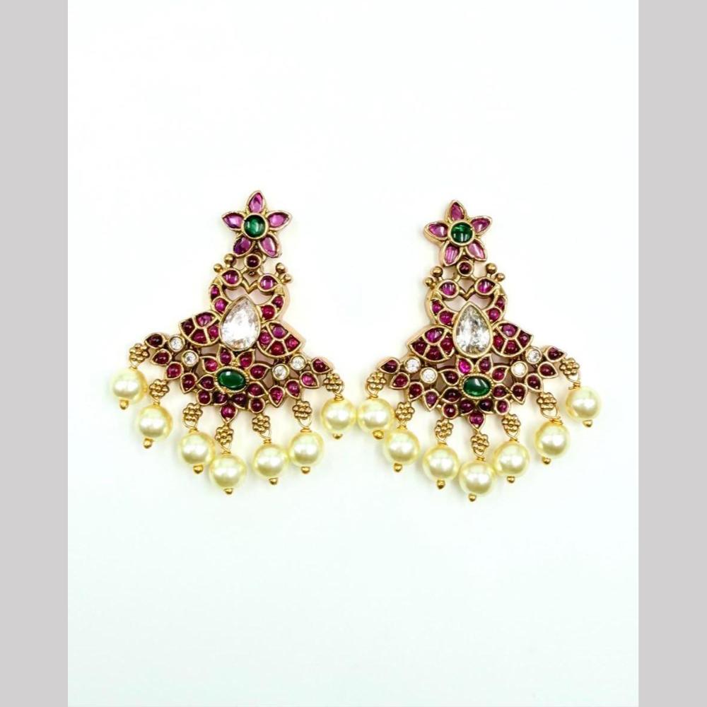 Sona Covering Royal Pota Stone And Pearl Dangler Earrings