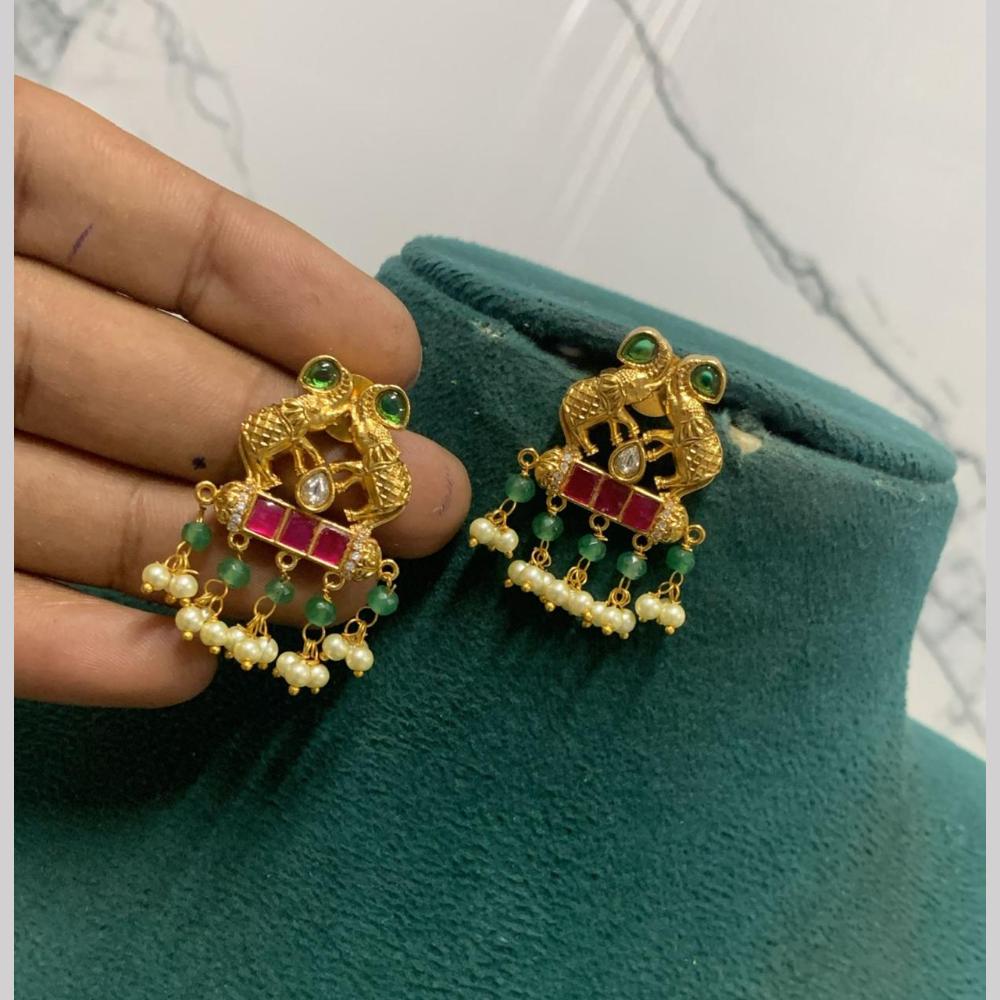 Sona Covering Royal Pota Stone And Pearl Dangler Earrings