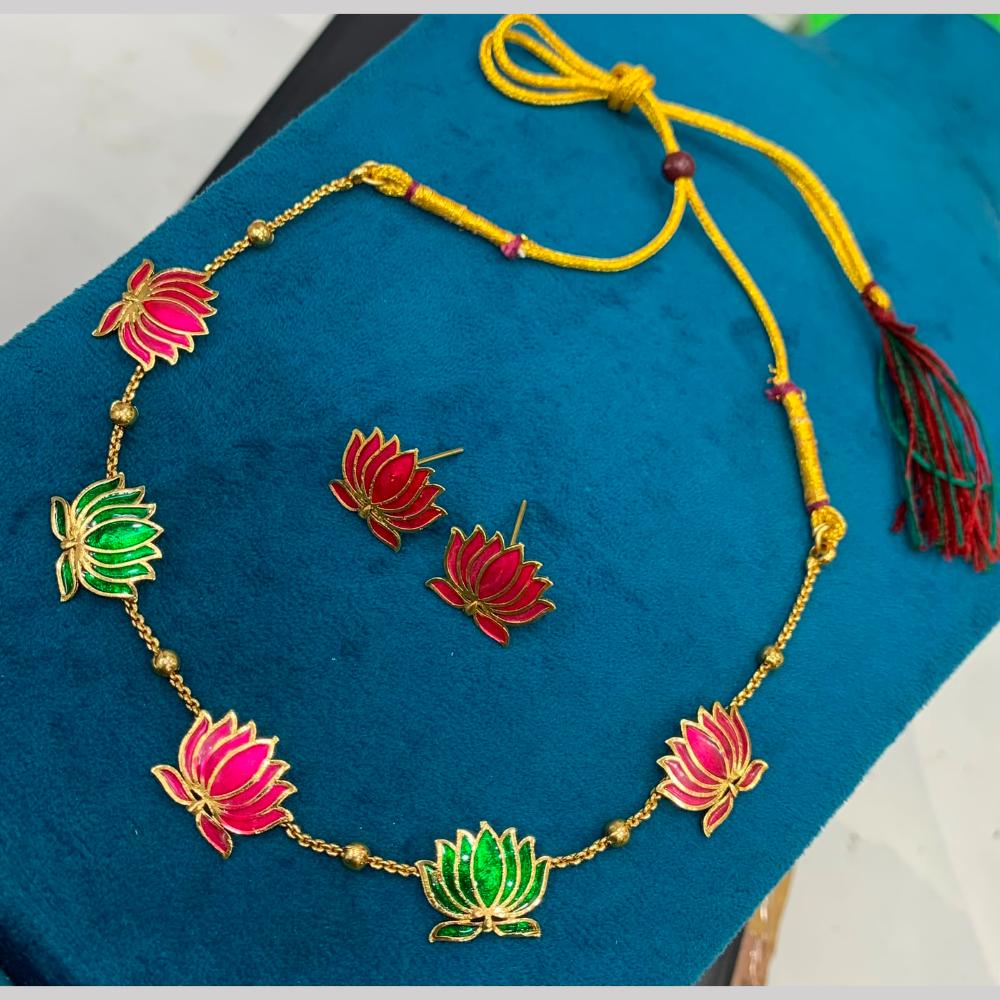 Sona Covering Delicate Lutos Meenakari Necklace Set 