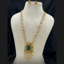 Sona Covering Delicate Pota Stone And Pearl Long Necklace Set