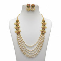 Sona Covering Delicate Pota Stone And Pearl Long Necklace Set
