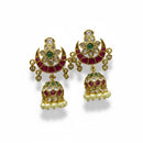 Sona Covering Royal Pota Stone And Pearl Jhumki Earrings