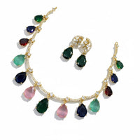 Sona Covering Glamorous Crystal Stone Necklace Set