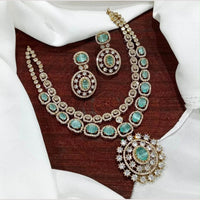 Sona Covering American Diamond  Necklace Set