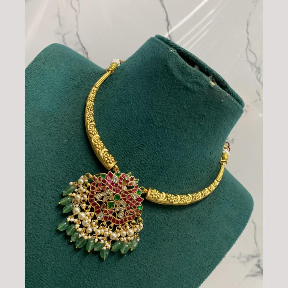 Sona Covering  Pota And Kundan Stone Necklace Set