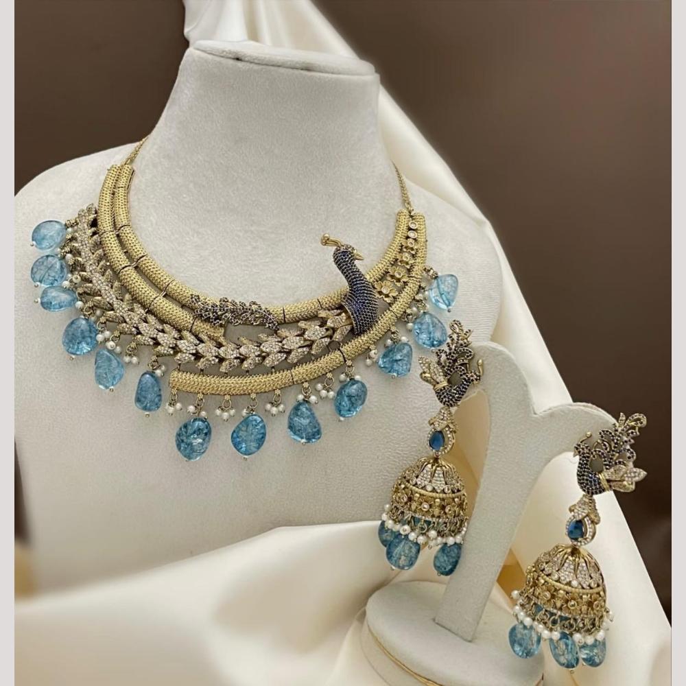 Sona Covering American Diamond Choker Peacock Necklace Set