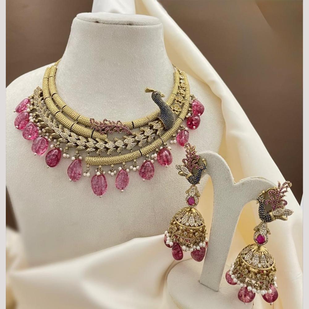 Sona Covering American Diamond Choker Peacock Necklace Set
